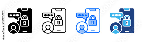 Authentication icon set multiple style collection
