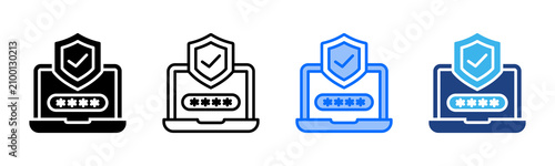 Secure Login icon set multiple style collection