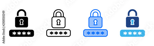 Secure Password icon set multiple style collection