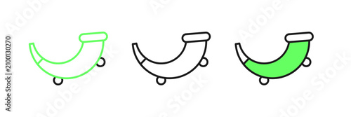 Photos Set line Hunting horn icon isolated on white background. Vector