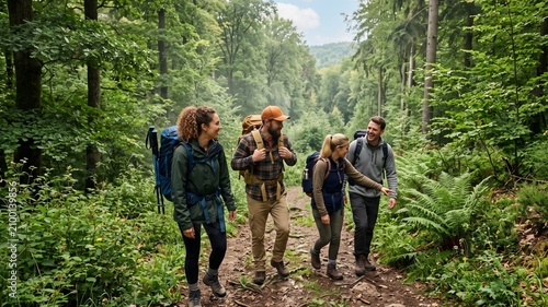 hikers in the woods