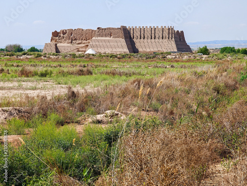 View at Kyzyl-Kala frotress on the desert near Urgench in Uzbekistan