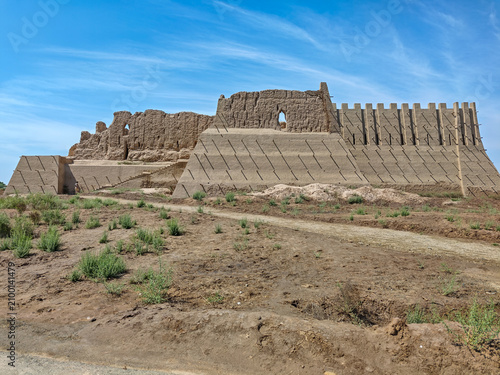 View at Kyzyl-Kala frotress on the desert near Urgench in Uzbekistan