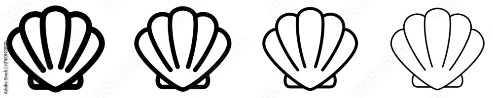 Naklejka premium Seashell line icon for beach and summer designs. Vector illustration.