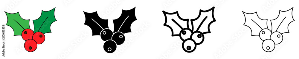 Fototapeta premium Christmas holly berry solid icon. Vector illustration.
