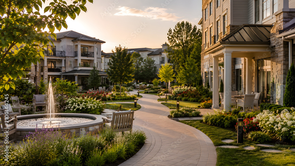 Obraz premium Luxury Residential Estate with Resort Style Swimming Pool