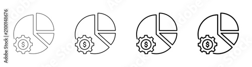 Shares Allocation Pie Chart Corporate Ownership Line Art Outline Icon Vector Illustration