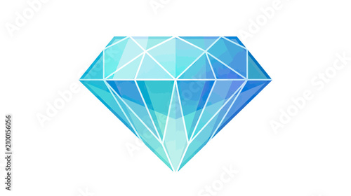 фотографія Sparkling Blue Gemstone Facets Isolated on White