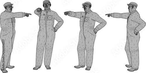 Cuadro en lienzo High-contrast isometric 3D character icon of a professional project supervisor f