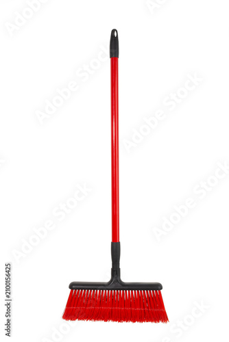 a mop with plastic bristles, a cleaning brush in the house, isolated 