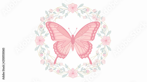 pink butterfly floral wreath