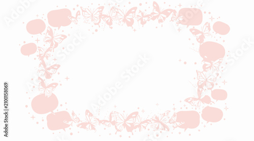 pink butterfly frame, floral border, elegant design