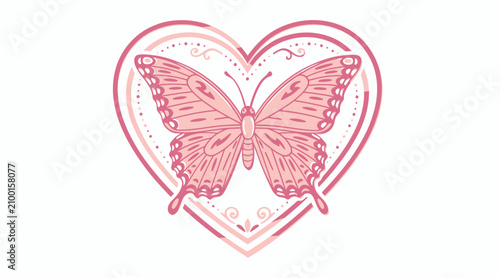 Pink Butterfly Heart Graphic Design Element