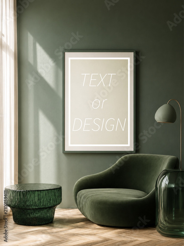 Frame Mockup Interior on the Green Wall