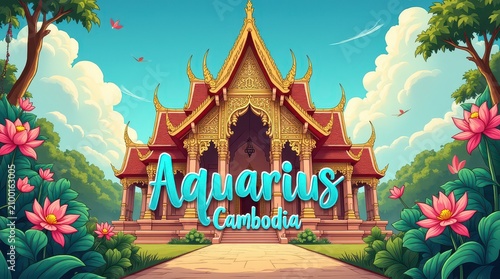 Colorful and vibrant illustration of Aquarius Cambodia