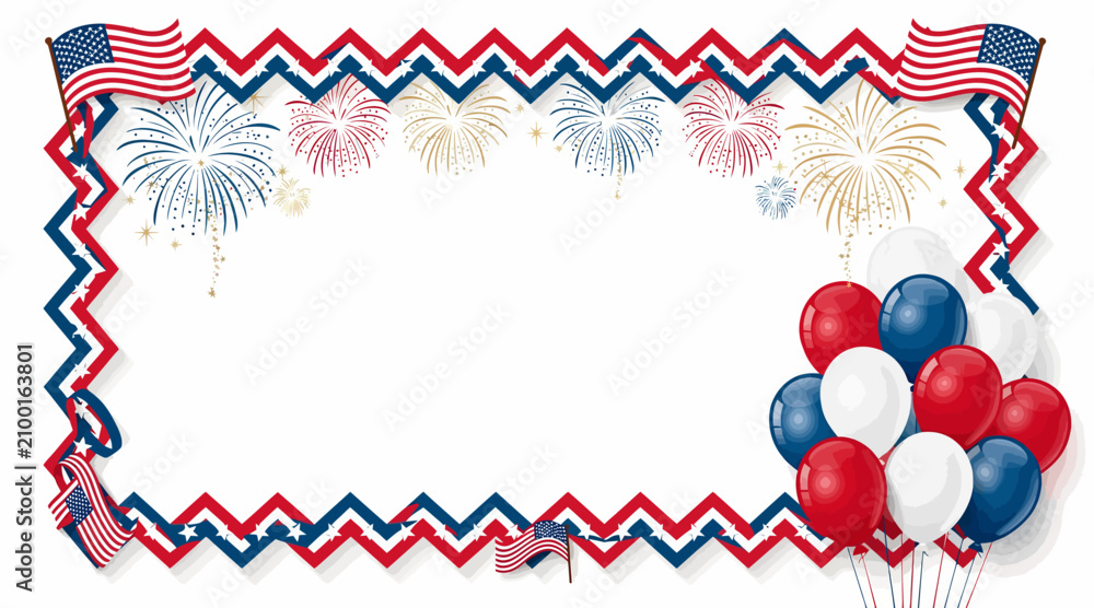 Obraz premium patriotic frame with fireworks and balloons