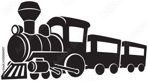 Konstfotografi Black silhouette of a steam locomotive with tender car on white background