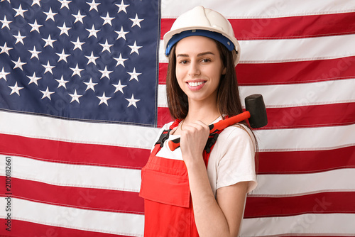 Female construction worker ...