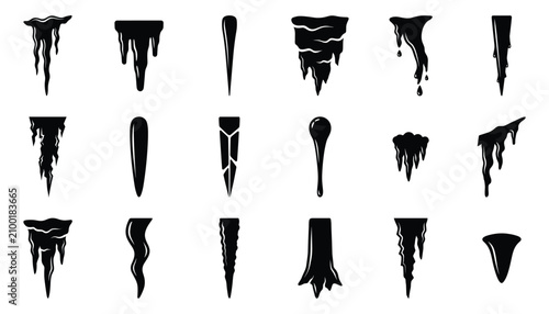 Foto Various melting icicles against a white background in a vector silhouette style