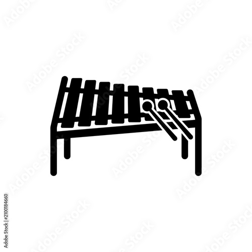 Musical instrument with wooden bars and mallets simple vector icon