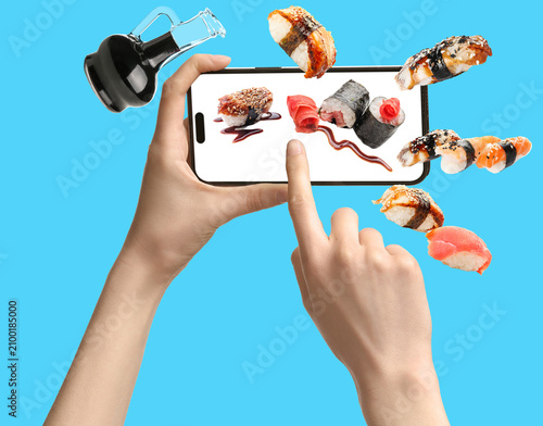 Hands holding a smartphone ...