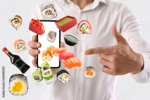 Man holding a smartphone wi...