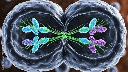In-Depth Visualization of Cellular Division with Chromosomes and Mitotic Spindle During Mitosis in Detailed Cellular Context