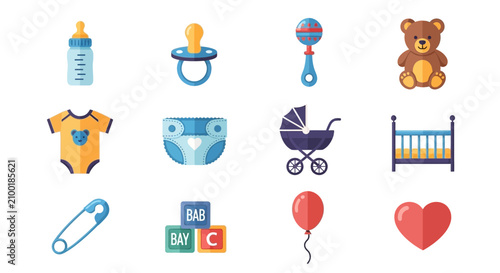 Baby icons and nursery objects collection.