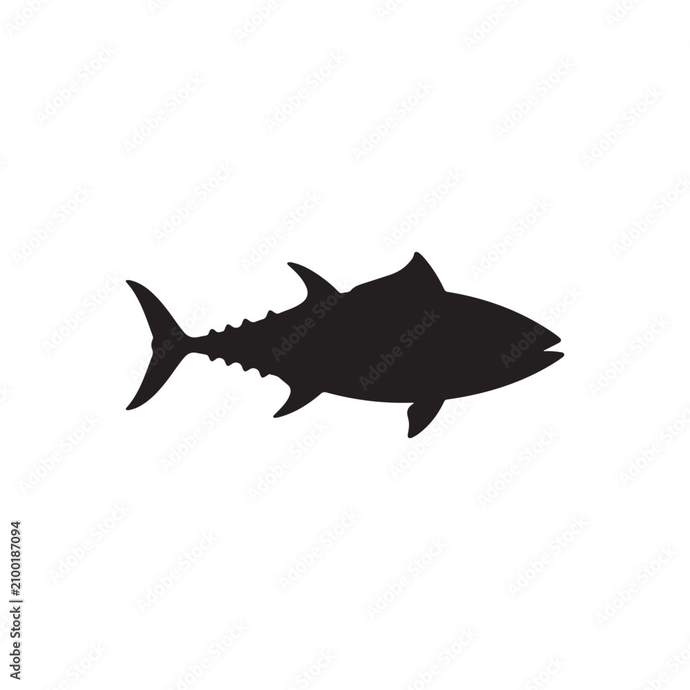 Fototapeta premium Tuna fish silhouette isolated on white background. Tuna fish icon vector illustration design.