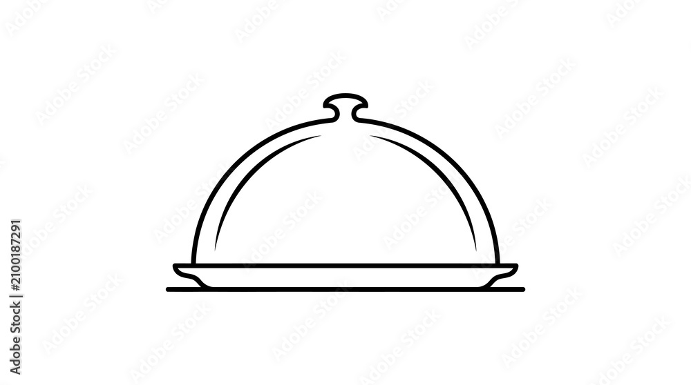 Fototapeta premium Minimalist Cloche Food Service Tray Vector Illustration for Restaurant and Culinary Dining Concept Designs