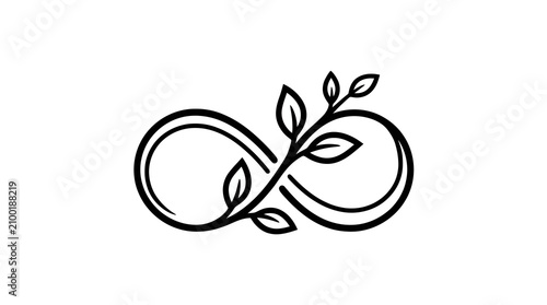 Vector infinity symbol with leaves growing out of it