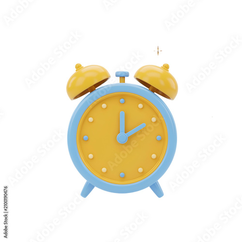 фотографія Alarm clock 3d render with yellow face and blue casing