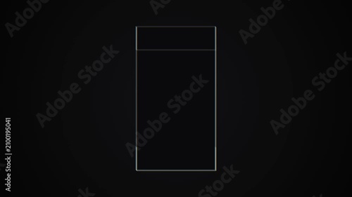 Rotating 3D wireframe box with chromatic aberration effect on dark background