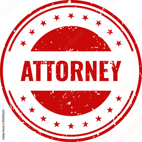 Attorney stamp illustration with stars legal services law firm branding and document authentication