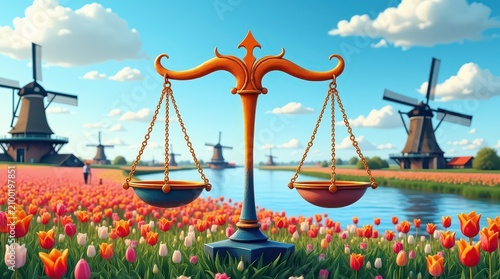 A colorful and vibrant image of the Netherlands zodiac sign