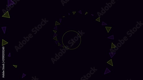 Abstract Motion Graphics Featuring A Neon Spiral Of Triangles On Black