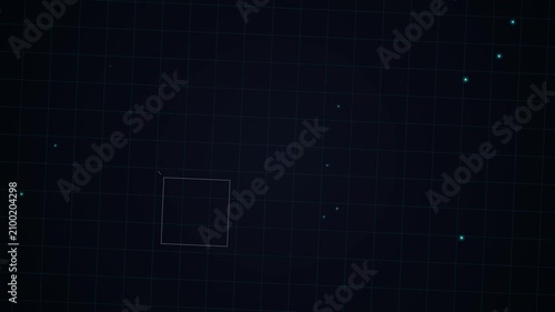 Digital Grid Background with Glowing Data Points and Scanning Square