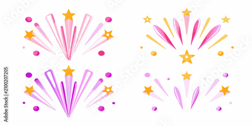 Konstfotografi Celebration Burst Set 3d Style Vector Illustration On White Background