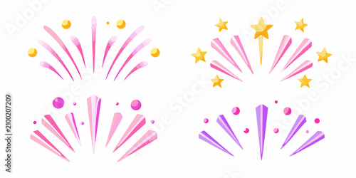 Принти на полотні Celebration Burst Set 3d Style Illustration With Stars And Particles