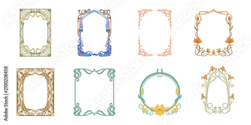Foto Set of elegant art nouveau floral frames and decorative borders with decorative