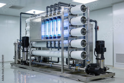 Fotografía Industrial water purification system with UV sterilization and reverse osmosis m