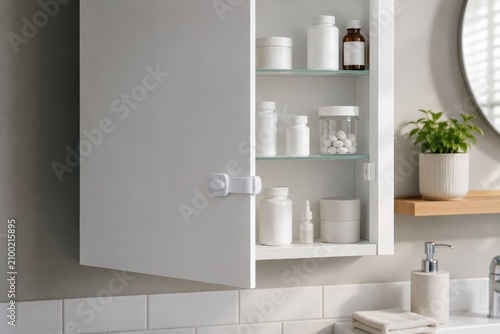Organized Home Medicine Cabinet with Child Safe Lock
