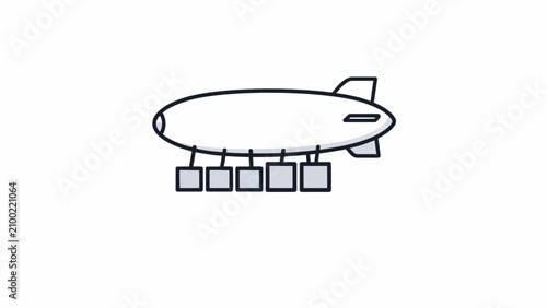 A simple line drawing of a blimp airship.
