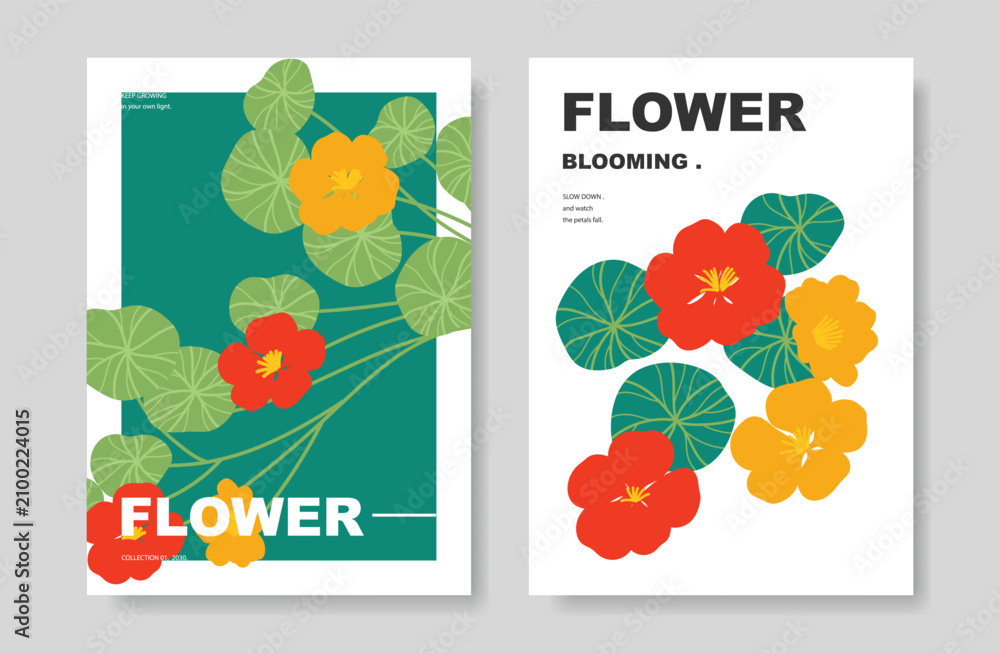 Obraz premium Modern floral card background vector. Minimal hand drawn botanical flowers template background. Design illustration for wedding, vip cover, poster, rsvp modern card, birthday party.