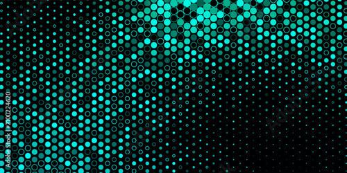 Quadro su tela Abstract cosmic background with colorful green neon circles