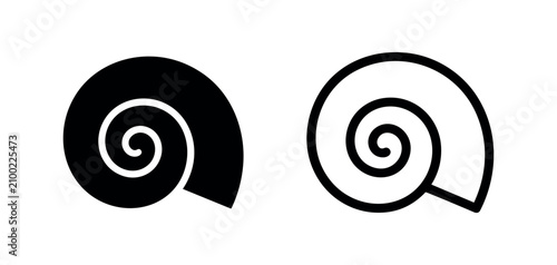 Bild auf Leinwand Spiral seashell and nautilus shell icons