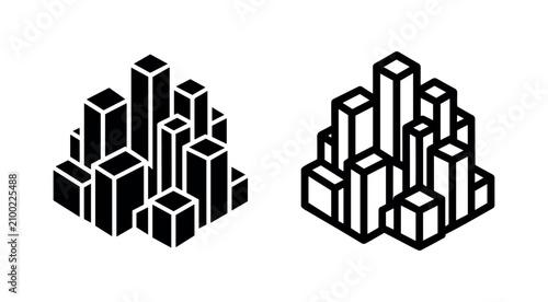 Foto Isometric city block and skyscraper icons