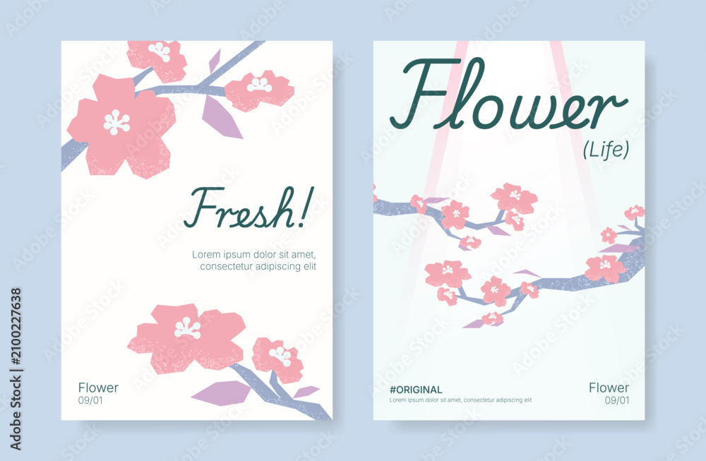 Obraz premium Modern floral card background vector. Minimal hand drawn botanical flowers template background. Design illustration for wedding, vip cover, poster, rsvp modern card, birthday party.
