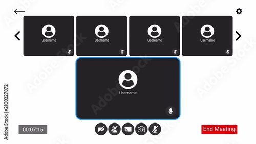 Video Call Overlay Background Effect, Video call screen display template on transparent background, video call chat conferencing animation , conference call recording time animation for Online meeting