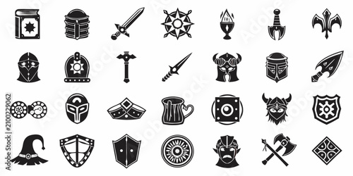Photos Fantasy Rpg Game Icons Black Silhouette Collection On White Background